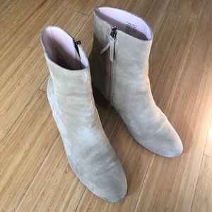 J.Crew suede ankle zip up stack heel boot